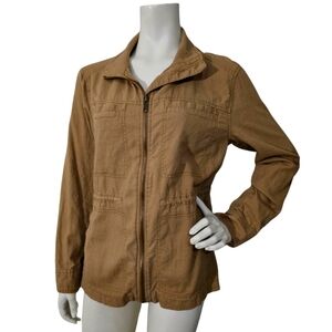 Linen Blend Utility Zip Jacket